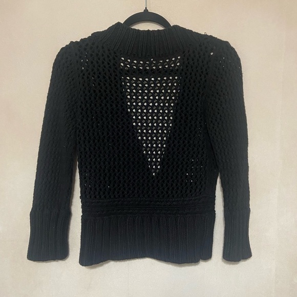 Free People EUC chunky crochet open knit crop cardigan with buttons size L - Picture 3 of 5